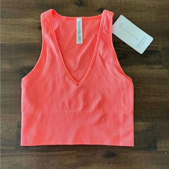 Athleta Tops - Athleta Coral Ribbed Crop Top •
